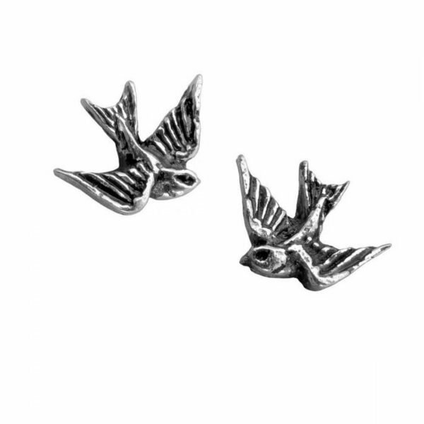 Alchemy Gothic Pewter - SWALLOW - Stud Earrings
