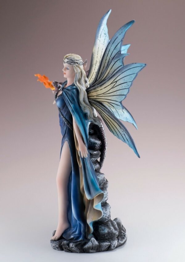Fairy Collection~Blue Cape Fairy With Fire Breathing Dragon Figurine Statue 11.5" High New In Box