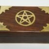 Wicca & Paganism~Brass Pentagram Pentacle Wooden Box Altar Stash Jewelry Wicca Pagan Metaphysical