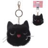 Home Decor~Fun Collectable Pom Pom Keyring Black Cat Bag Charm Keychain Split Ring Gift