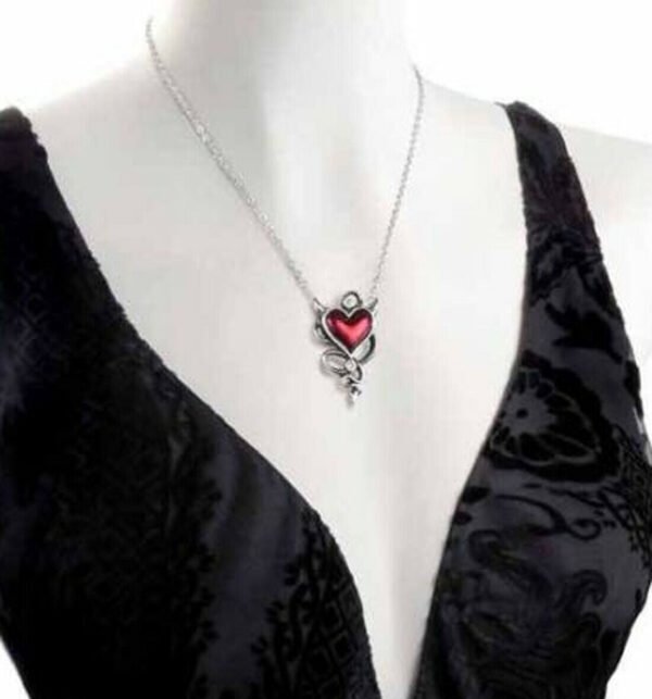 Alchemy Gothic - DEVIL Heart - Swarovski Crystal Heart Pewter Pendant