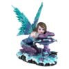 Fairy Collection~Blue and Purple Fairy On Mushroom In Snow Figurine 5.5" High Detailed Resin NIB