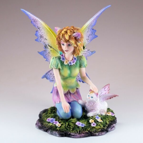 Fairy Collection~Cat Fairy and White Kitty With Wings Figurine 5.5" High Statue Resin New!