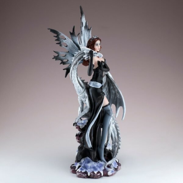 Fairy Collection~Black Fairy With White Dragon Figurine Statue 10.5" High Resin New In Box!