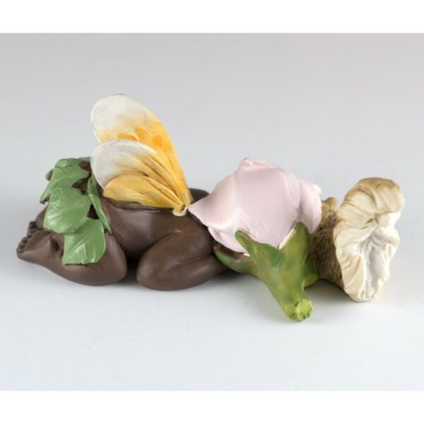 Fairy Collection~Ebony Baby Fairy Sleeping With Squirrel Figurine 3.25" Long Resin New In Box!