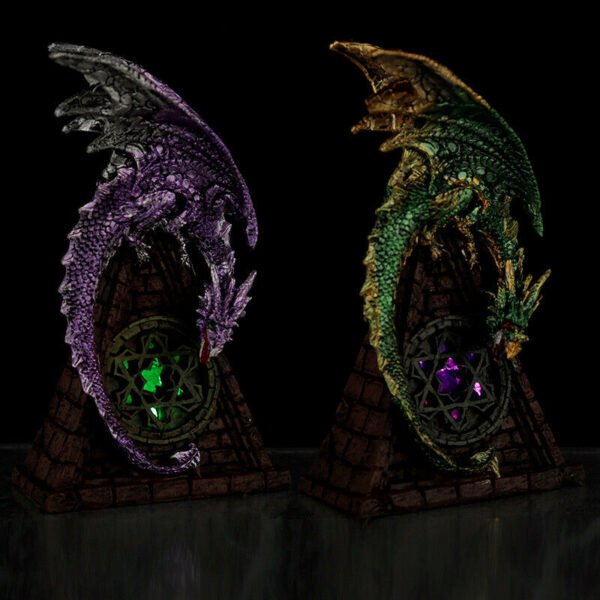 Collectable design~Stained Glass Window LED Dark Legends Dragon Figurine