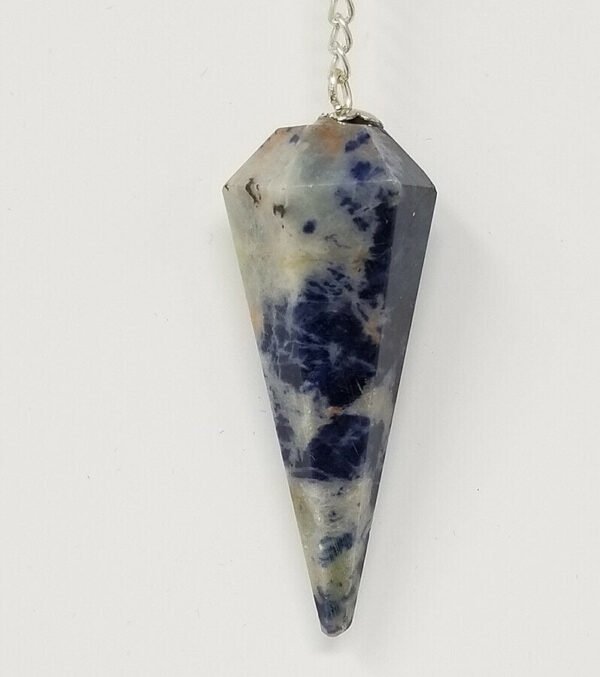 Magicun Stone~Sodalite Pendulum with Chain, Faceted (Natural Crystal Stone)