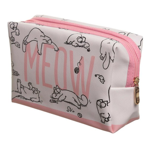 Collectable Design~Simon's Cat (YouTube) Handy PVC Make Up Toiletry Wash Bag Meow Durable Pink Cute