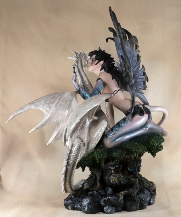 Fairy Collection~Large Fairy With Tail and Scales White Dragon Figurine Statue 18" High New!