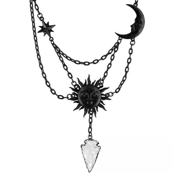 MOON AND SUN - Necklace Pendant Black