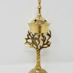 Home Fragrances ~Tree of Life Design Brass Cone Tower 7.5"H Incense Charcoal Burner