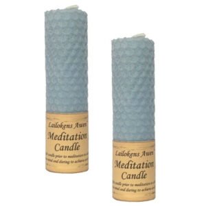 Magic Candle~2 pack Lailokens Awen MEDITATION Light Blue Handmade Beeswax 4" Spell Candles