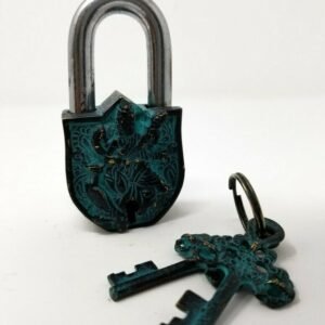 Hinduism Statues & Figures~Goddess Saraswati Antique Brass Lock 3.5"H 1.75"W (Antique Brass Patina Finish)