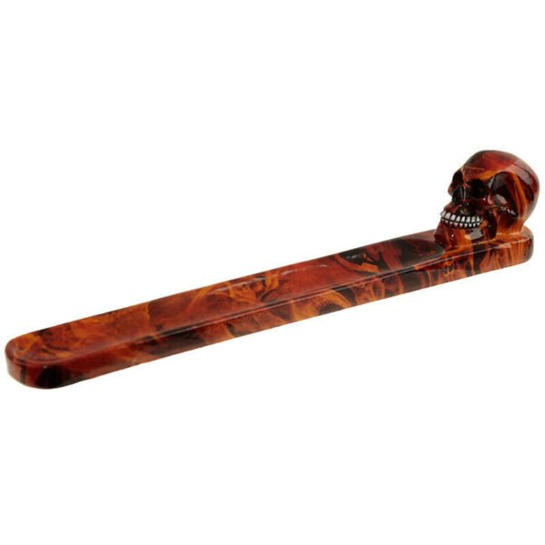 Home Fragrance~Fantasy Skull Dark Flames Marble Incense Burner Ashcatcher.