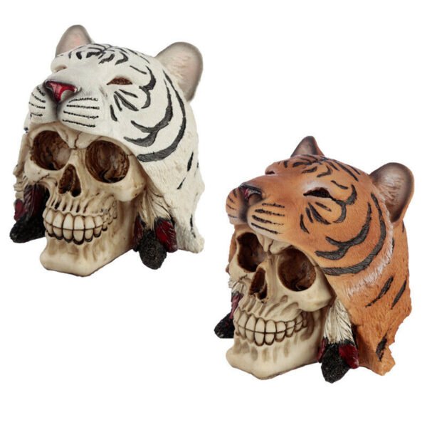 Home Decor~Fantasy Skull in Tiger Headdress Ornament Figurine Skeleton Horror Dead