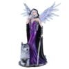 Fairy Collection~Dark Gothic Angel With Wolf Figurine Statue 17.5" High Winged Fairy Warrior New