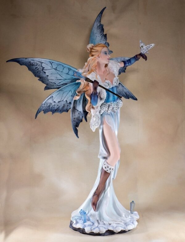Fairy Collection~Large Scale Fairy With Snowy Owl Holding Crystal Wand Figurine 23" High Statue