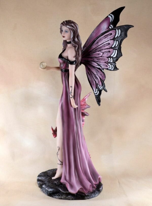 Fairy Collection~Amethyst Fairy With Dragon Holding Crystal Ball Figurine Statue 16.5" High New!