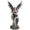 Fairy Collection~Gothic Black Angel Dark Fairy With White Dragon Figurine 16.75"H Resin Statue