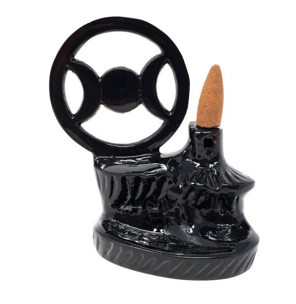 Home Fragrances ~NEW Triple Moon BACKFLOW Cone Burner (Metal) 4.5" H x 4.5" W