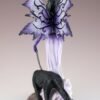 Fairy Collection~Purple Fairy Walking Black Panther On Chain Figurine Statue 11.5" High New!