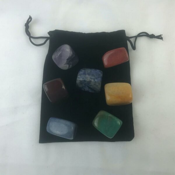 Witchcraft~Gemstone Chakra Balancing Kit With Set Of 7 Tumble Stones & Velvet Carry Pouch