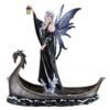 Fairy Collection~Gothic Black Fairy With Dragon In Boat Holding Lantern Figurine 10.75"H Statue