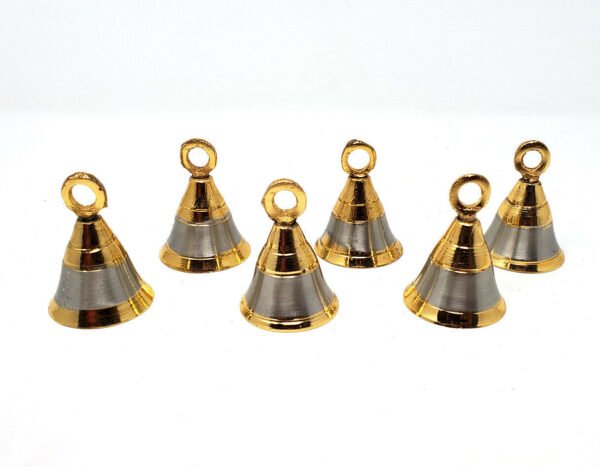 Wicca & Paganism~Two-Tone Bell 2" Chrome Mini Altar Chime Brass and Chrome Finish 6 Pieces