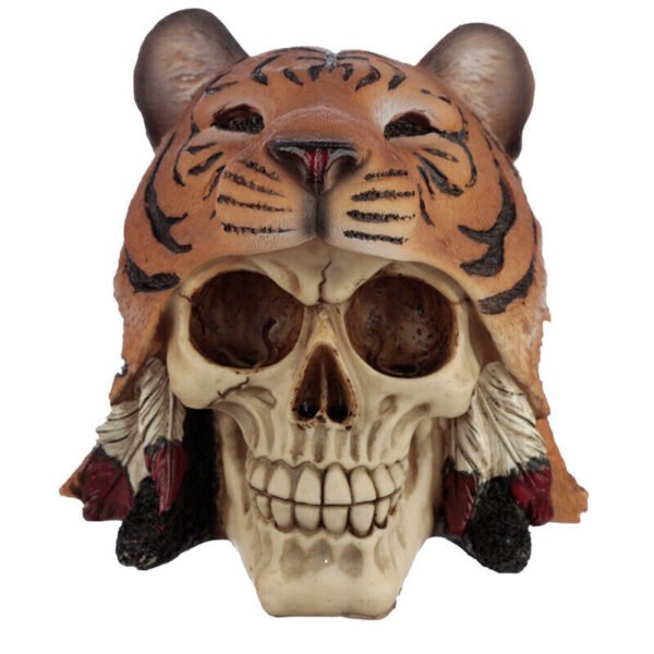 Home Decor~Fantasy Skull in Tiger Headdress Ornament Figurine Skeleton Horror Dead