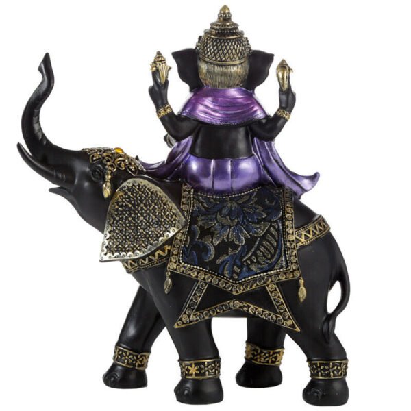 Home Decor~Purple, Gold and Black Ganesh Riding Elephant Statue Ornament Gift Hindu God