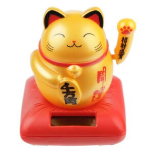 Home Decor~Cute Waving Solar Cat Design Maneki Neko Lucky Design Pal Yellow Cat