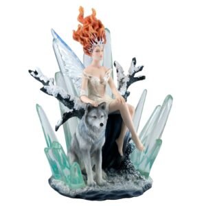 s-l1600_bcf58b56-d6f4-43e3-9dbe-3a561fe832b0 Fairy Collection~Crystal Fairy With Wolf Figurine Statue 9.5" High New In Box!