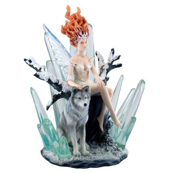 Fairy Collection~Crystal Fairy With Wolf Figurine Statue 9.5" High New In Box!