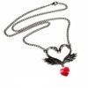 Alchemy Gothic THE BLACK SWAN ROMANCE Red Swarovski Crystal Heart Pewter Pendant