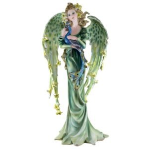 Fairy Collection~Large Scale Green Angel Fairy With Peacock Figurine Statue 21" High New In Box
