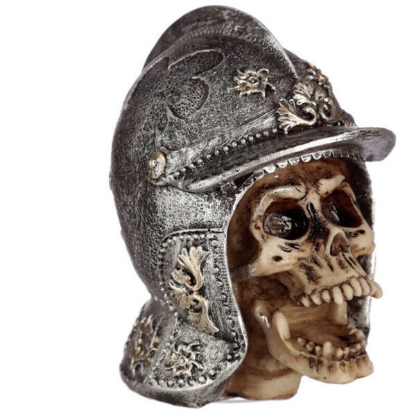 Home Decor~Gothic Human Skull in Medieval Helmet Fantasy Ornament