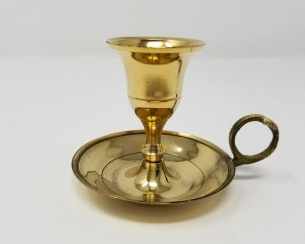 WICCA & PAGANISM~Brass Candle Holder with Finger Ring for Taper Candles (Chamberstick Wicca)