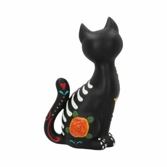 Magicun Giftware~Sugar Mexican Day Of The Dead Skull Cat Art Decoration Ornament Statue Figurine
