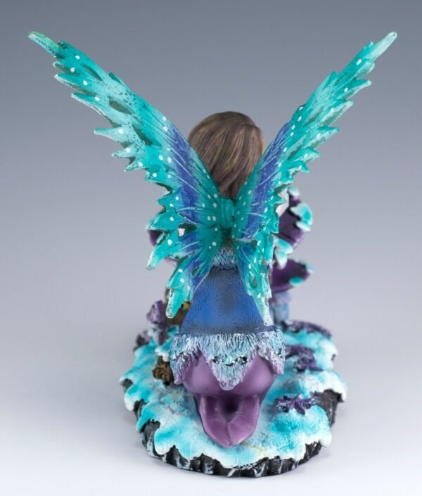 Fairy Collection~Blue and Purple Fairy On Mushroom In Snow Figurine 5.5" High Detailed Resin NIB