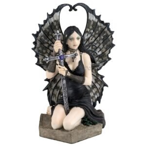 s-l1600_bf0309b1-1b44-4e77-aadb-fe57e536fbc7 Fairy Collection~Gothic Black Fairy With Cross Figurine 6.25" High Detailed Polystone New In Box!