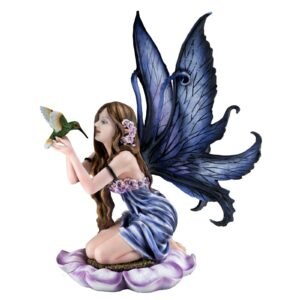 s-l1600_bff05787-b302-46f1-b73d-a03d77e58572 Fairy Collection~Large Blue Fairy In Flower With Hummingbird Figurine Statue 14" High New In Box!