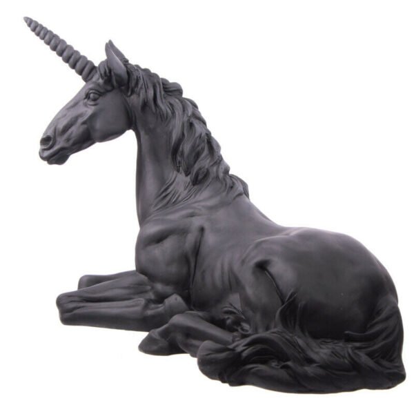 Home Decor~Lying Black Unicorn Garden Ornament Height 33cm Length 46cm Width 23cm