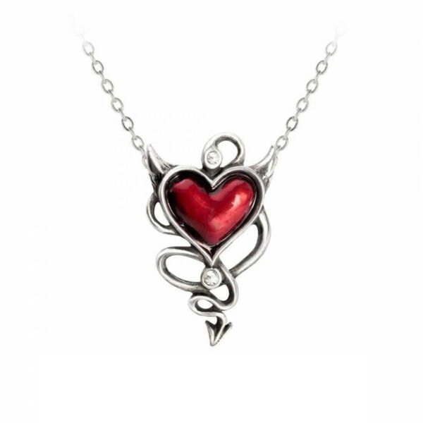 Alchemy Gothic - DEVIL Heart - Swarovski Crystal Heart Pewter Pendant