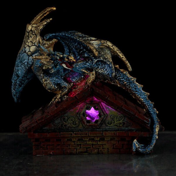 Collectable design~Stained Glass Window Roof Top LED Dark Legends Dragon Figurine