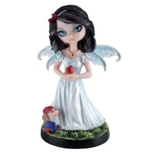 Fairy Collection~Fairy Tale Snow White Fairy Figurine With Apple and Dwarf 6"H Resin Statue New!