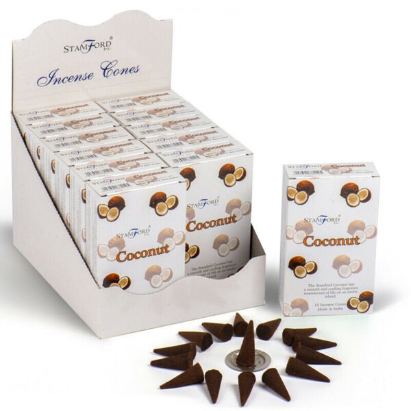 Home Fragrance~Stamford Hex Incense Cones- Coconut 12 packs