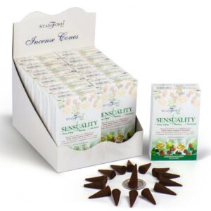 Home Fragrance~Stamford Hex Incense Cones-SENSUALITY 12 pack in box. Each with 15 incense cones