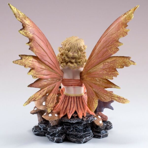 Fairy Collection~Peach Fairy With Dragon Sitting With Mushrooms Figurine Statue 5.75" High New