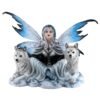 Fairy Collection~Large Fairy With Pair of White Wolves Figurine Statue 18" Wingspan 11.75" High