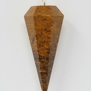 Magicun Stone~Caligraphy Pendulum with Chain, Faceted (Natural Crystal Stone)